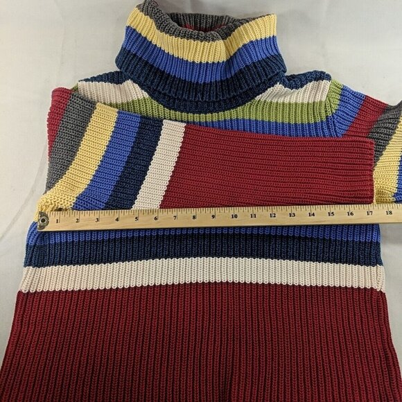 Liz Claiborne Striped Knit Sweater Multicolor S Small 100% Cotton Turtleneck Red - Picture 8 of 11